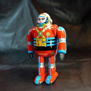 大阪ブリキ　ゼンマイ歩行 ASTRONAUT　ブリキロボット Amazon.co.jp: 大阪ブリキ アストロノーツ ゼンマイ歩行 ロボット 玩具